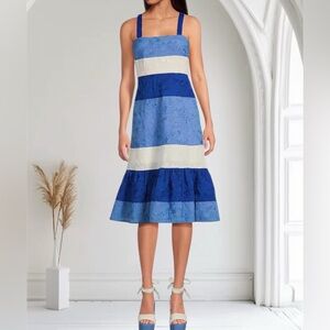 Gianni Bini x Shea Leigh Mills Capri Color Block Eyelet Midi Dress Sz 10